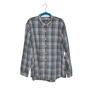 Izod Performance Comfort Woven Plaid Check Button Down Dress Shirt